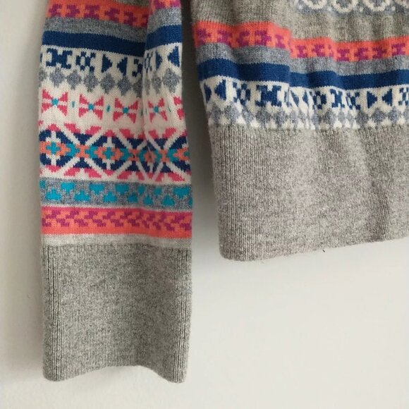 GAP Sweater Pullover Women M Multicolor Crazy Fair Isle Merino Wool Blend - Picture 4 of 7